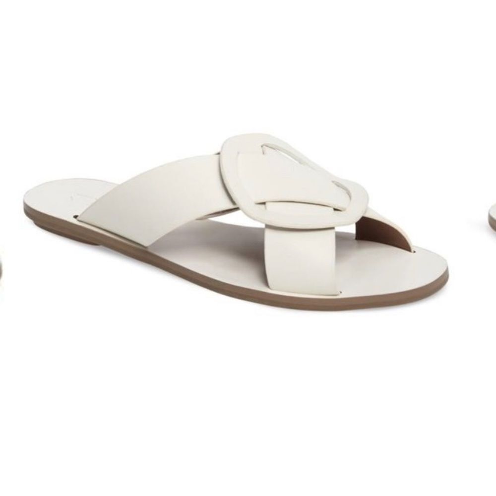Mercedes Castillo Carlein white leather slides